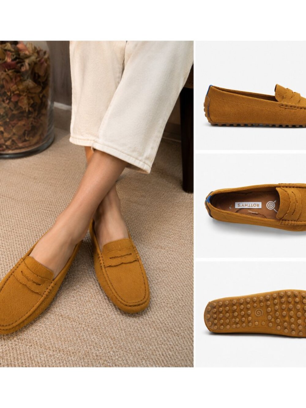 Rothy's The Driver Driving Loafer Slip On Flat Cognac Women's 7 US W/out Insoles